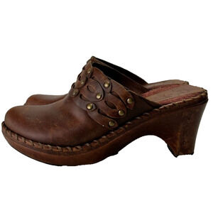 Frye Boots Mules Clogs Womens 7M Distressed Brown Leather Charlotte Heels
